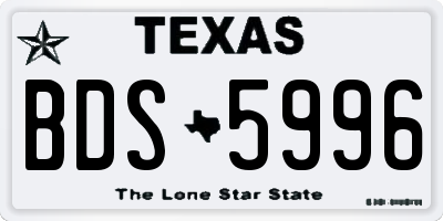 TX license plate BDS5996
