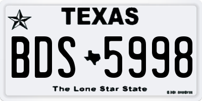 TX license plate BDS5998