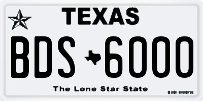 TX license plate BDS6000