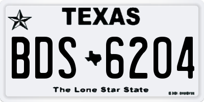 TX license plate BDS6204