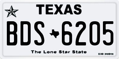 TX license plate BDS6205