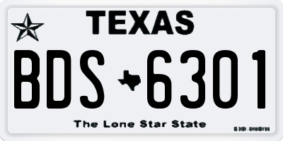 TX license plate BDS6301