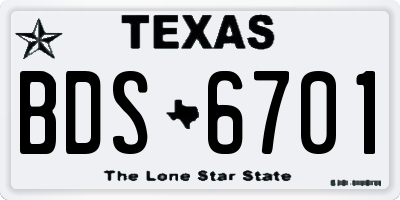 TX license plate BDS6701