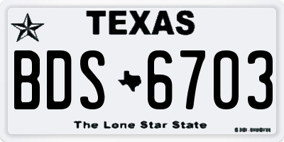 TX license plate BDS6703