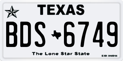 TX license plate BDS6749