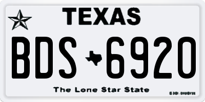TX license plate BDS6920