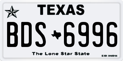 TX license plate BDS6996