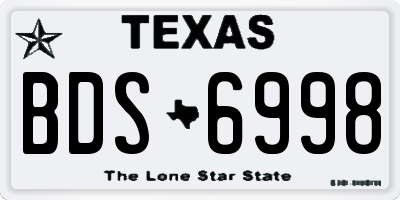 TX license plate BDS6998