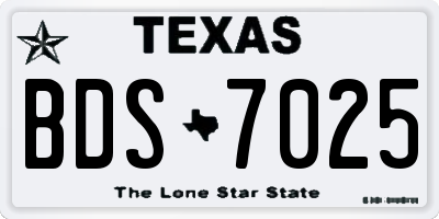 TX license plate BDS7025