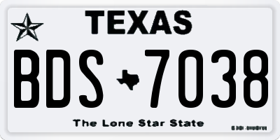 TX license plate BDS7038