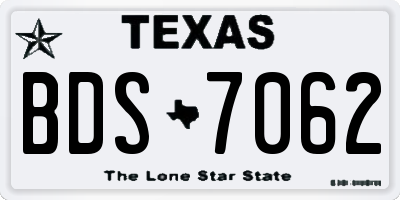 TX license plate BDS7062