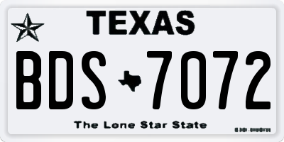 TX license plate BDS7072