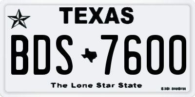 TX license plate BDS7600