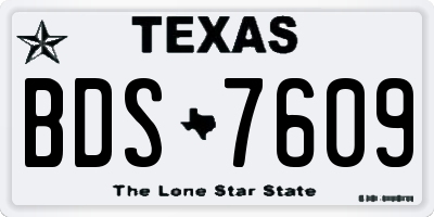 TX license plate BDS7609