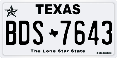 TX license plate BDS7643