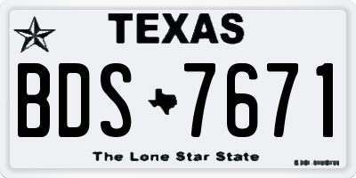 TX license plate BDS7671