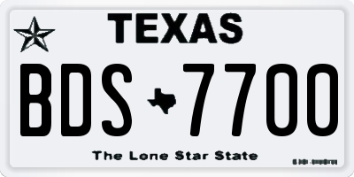 TX license plate BDS7700