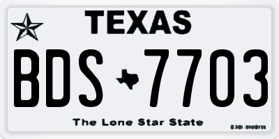 TX license plate BDS7703
