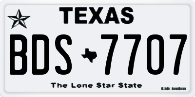 TX license plate BDS7707