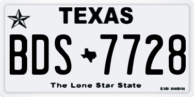 TX license plate BDS7728
