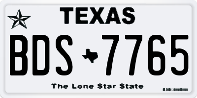 TX license plate BDS7765