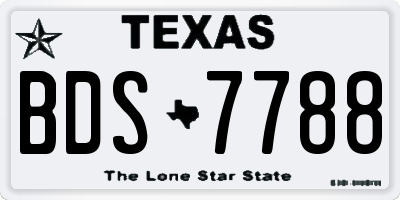 TX license plate BDS7788