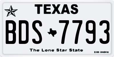 TX license plate BDS7793
