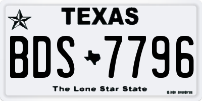TX license plate BDS7796