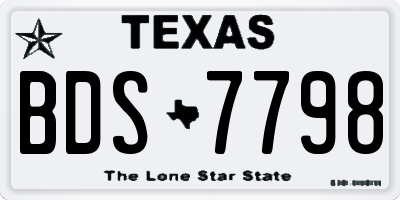 TX license plate BDS7798