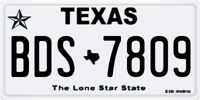 TX license plate BDS7809