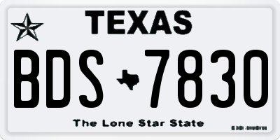 TX license plate BDS7830