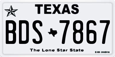 TX license plate BDS7867