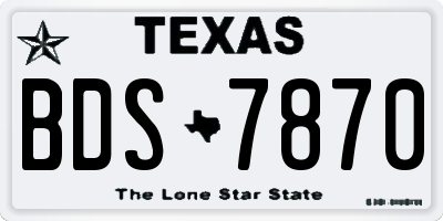 TX license plate BDS7870