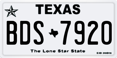 TX license plate BDS7920