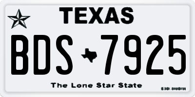 TX license plate BDS7925