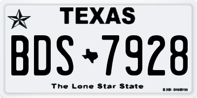 TX license plate BDS7928