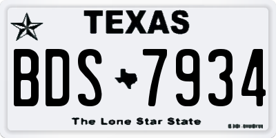 TX license plate BDS7934