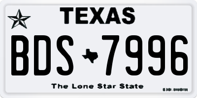 TX license plate BDS7996