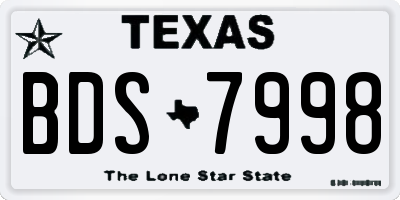 TX license plate BDS7998
