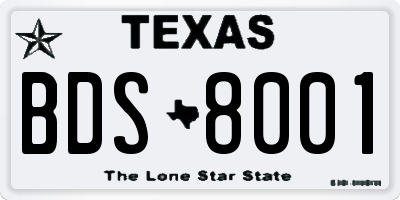 TX license plate BDS8001