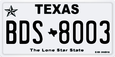 TX license plate BDS8003