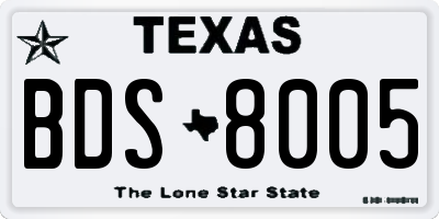 TX license plate BDS8005