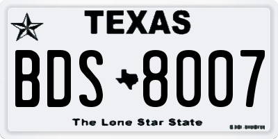 TX license plate BDS8007