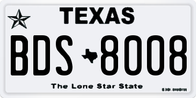 TX license plate BDS8008