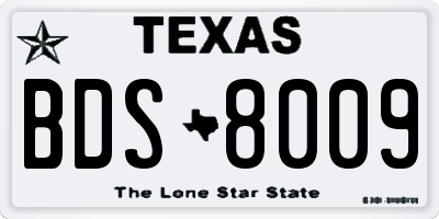 TX license plate BDS8009