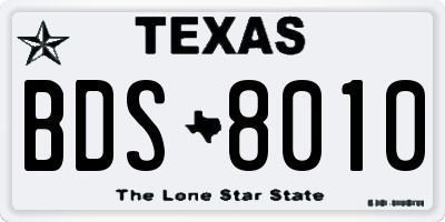 TX license plate BDS8010