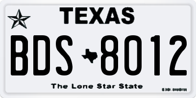 TX license plate BDS8012