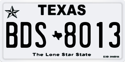 TX license plate BDS8013