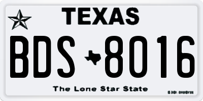 TX license plate BDS8016