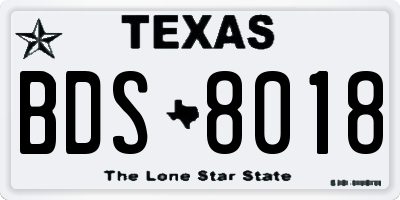 TX license plate BDS8018